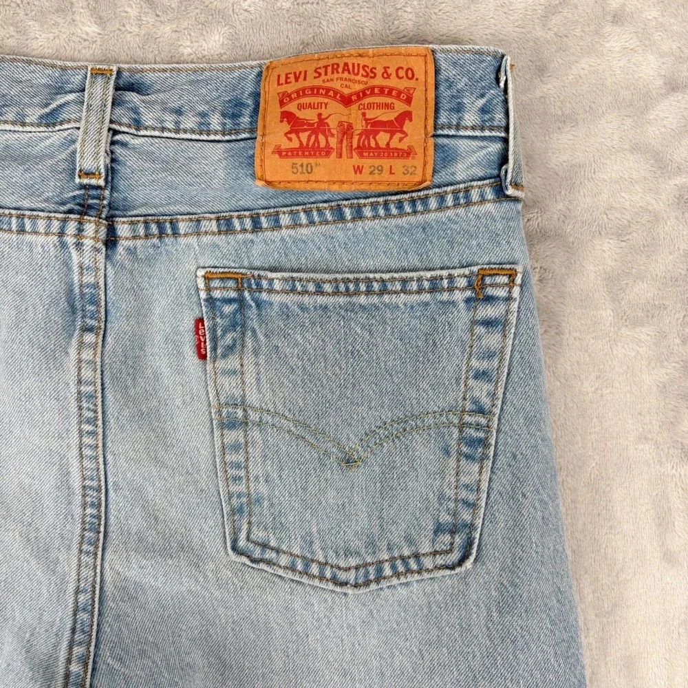 Levi's‎ Jeans Men 29x32 (Fit 29x30) Light Blue 510 Skinny Fit Skater Minimalist